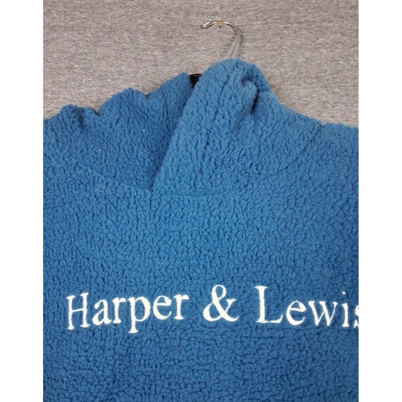 H&L Tops - Harper Lewis Womens Hoodie Large Blue Plush Fleece Sherpa Pullover Spellout